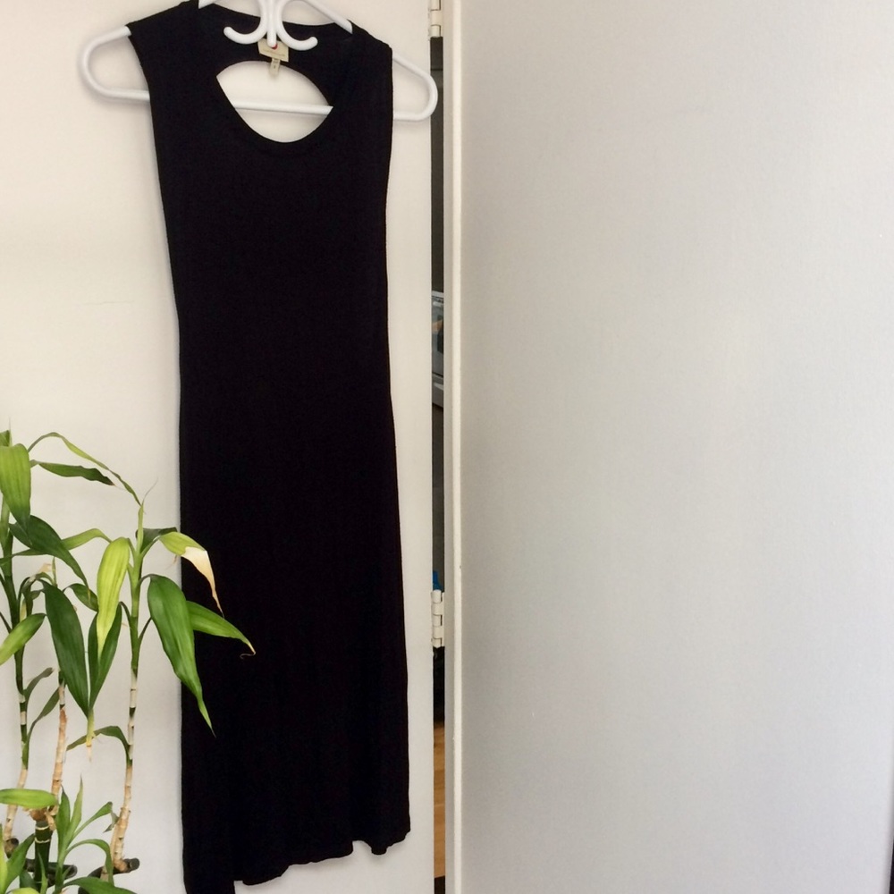Black Midi Dress with open back
